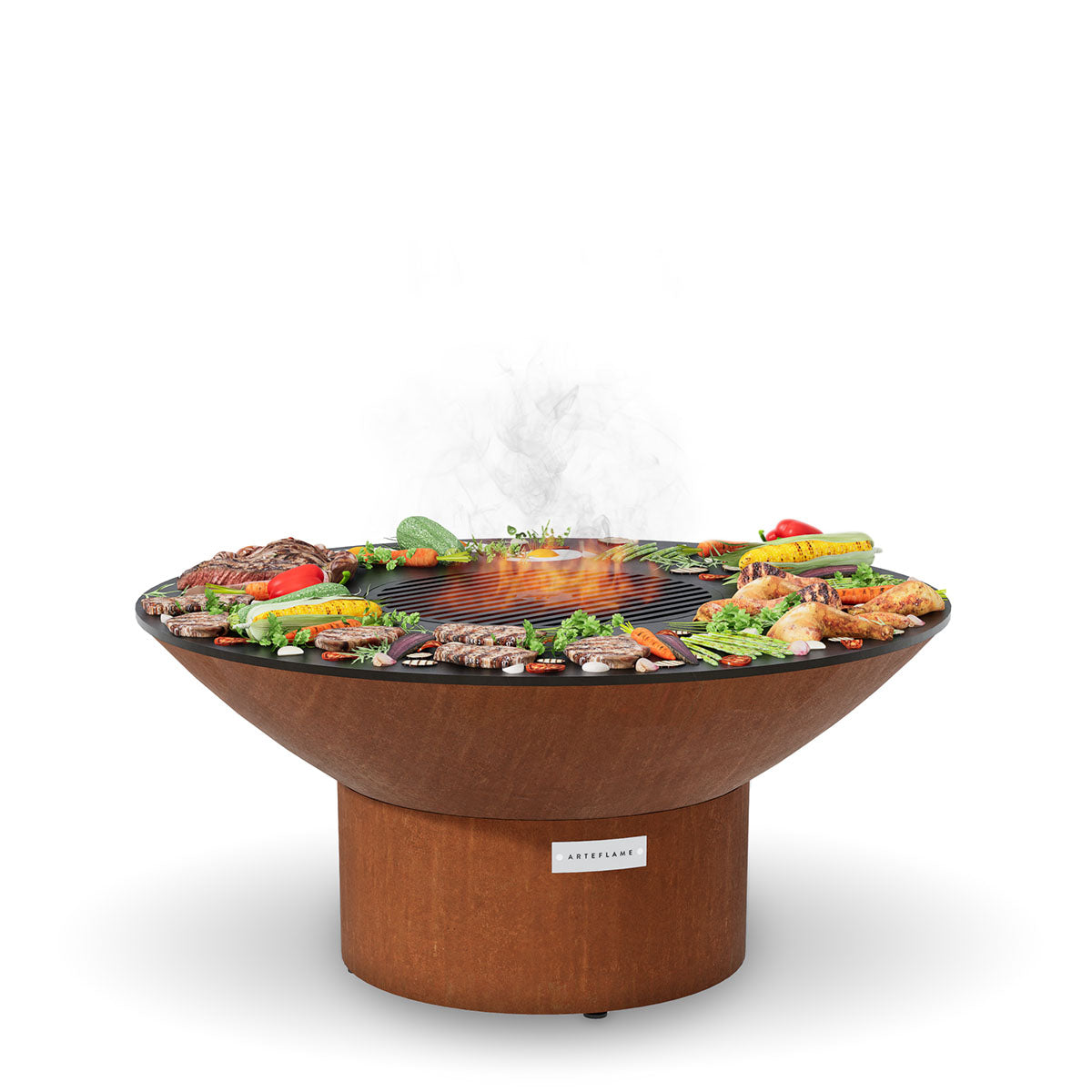 Arteflame Classic 40″ Fire Pit with Cooktop — CORTEN Bowl (Short/Euro/No Base)