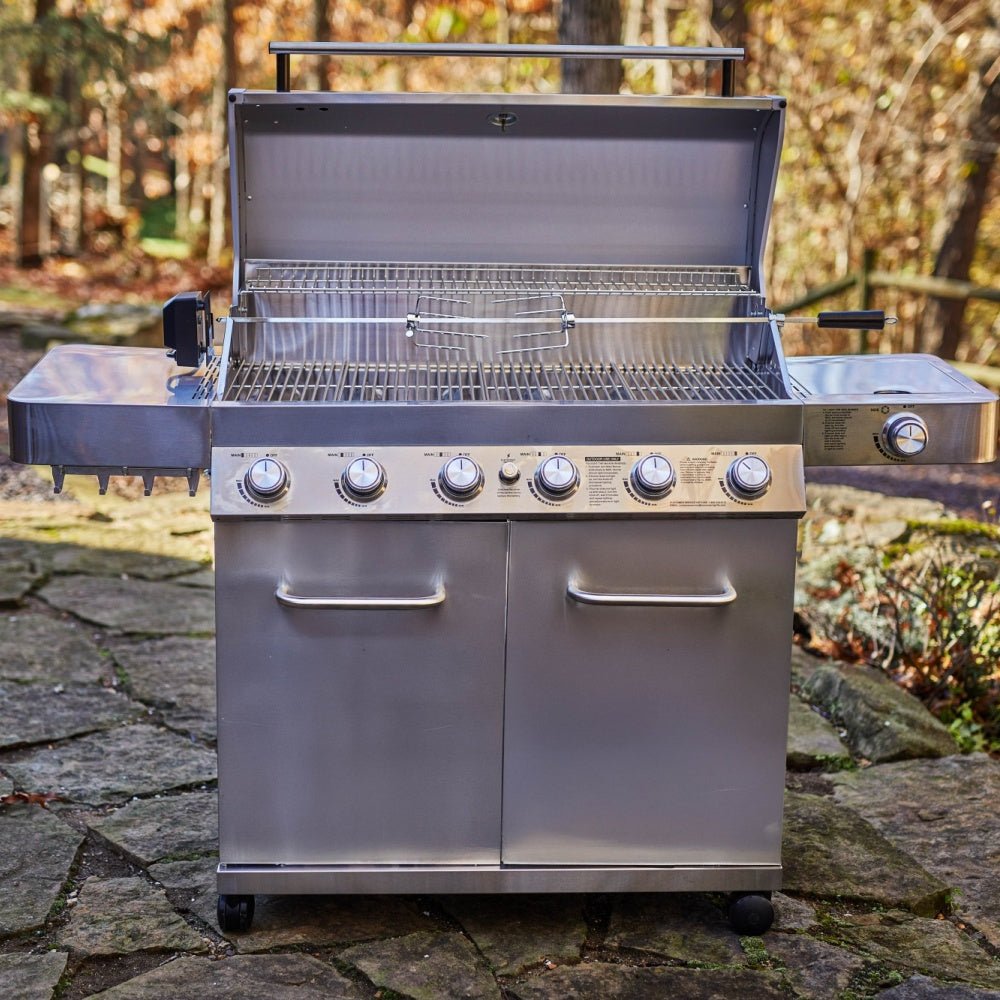 Monument Grills 77352 Full Stainless Propane Gas Grill with Free Rotisserie Kit