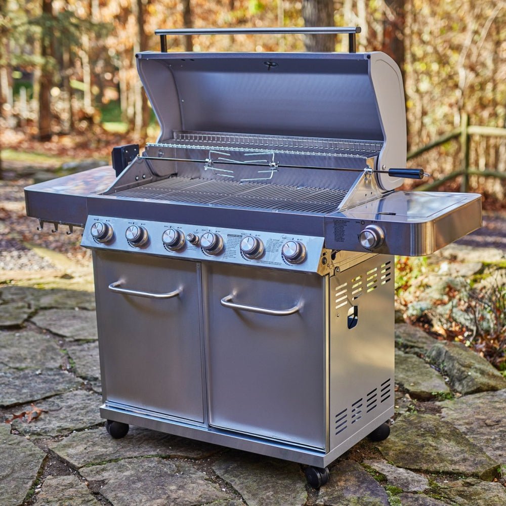 Monument Grills 77352 Full Stainless Propane Gas Grill with Free Rotisserie Kit
