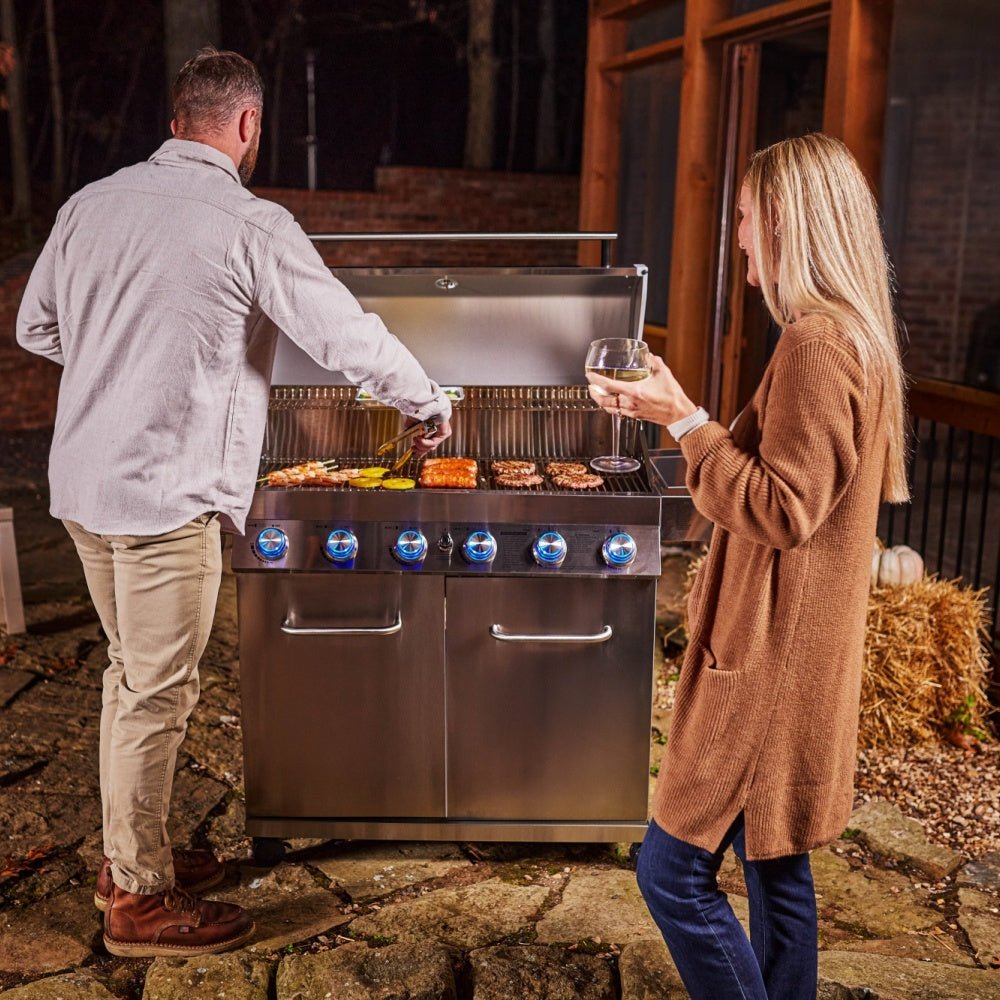 Monument Grills 77352 Full Stainless Propane Gas Grill with Free Rotisserie Kit