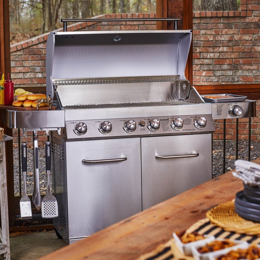 Monument Grills 77352 Full Stainless Propane Gas Grill with Free Rotisserie Kit