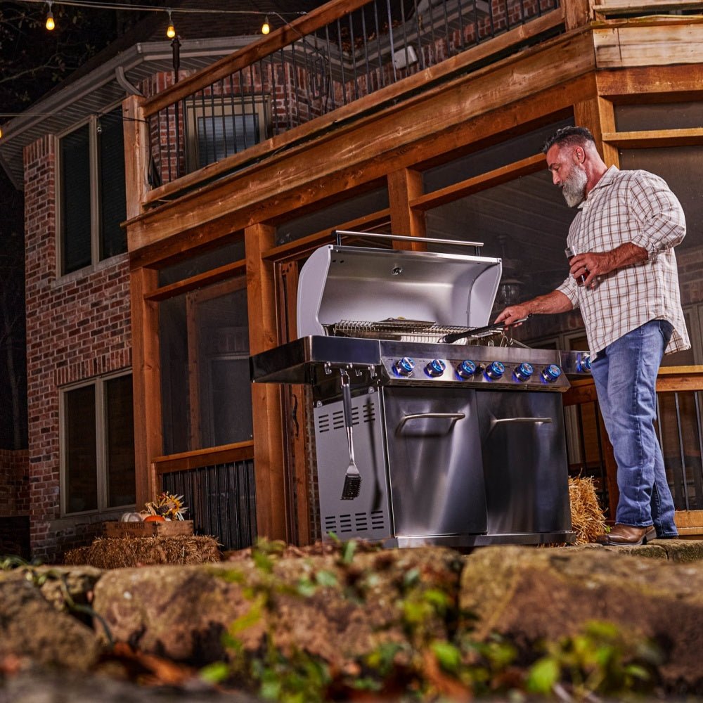 Monument Grills 77352 Full Stainless Propane Gas Grill with Free Rotisserie Kit