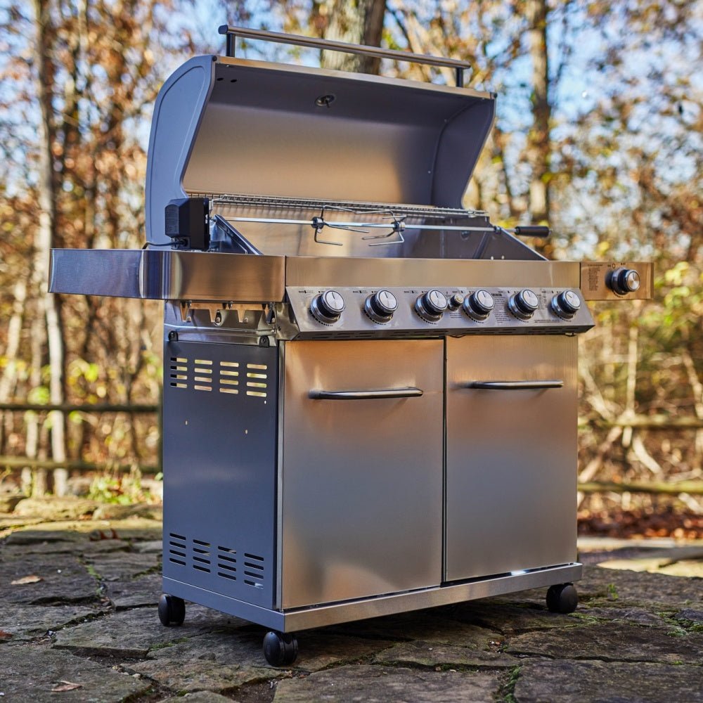 Monument Grills 77352 Full Stainless Propane Gas Grill with Free Rotisserie Kit