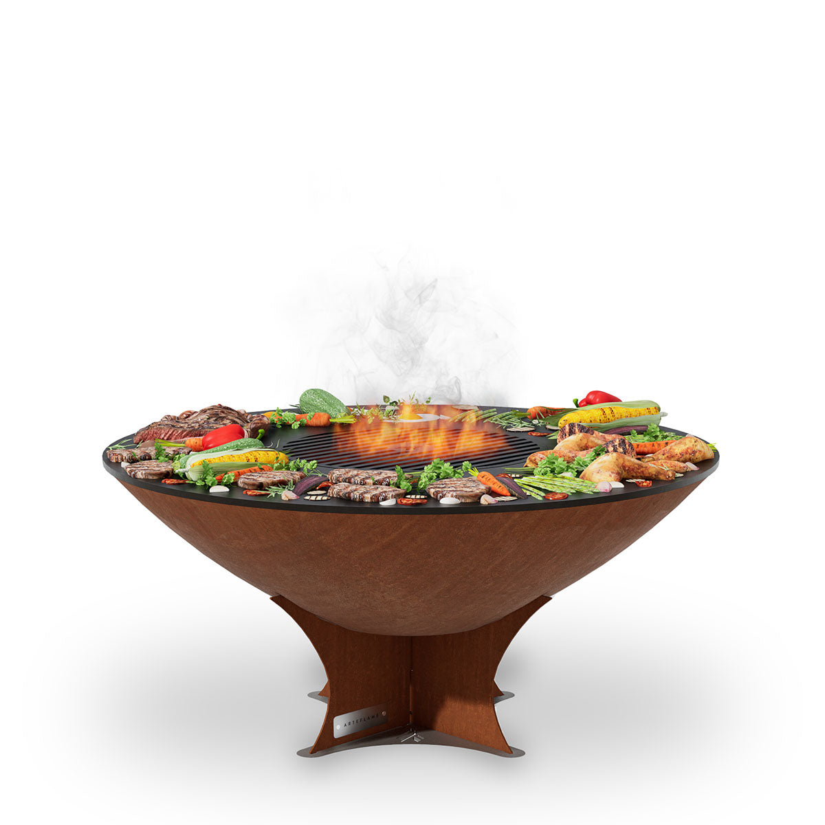 Arteflame Classic 40″ Fire Pit with Cooktop — CORTEN Bowl (Short/Euro/No Base)