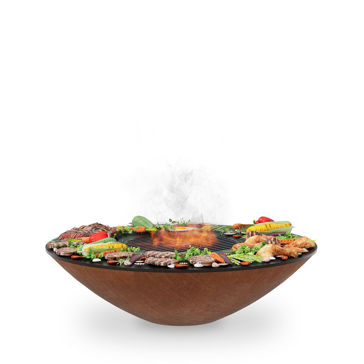 Arteflame Classic 40″ Fire Pit with Cooktop — CORTEN Bowl (Short/Euro/No Base)