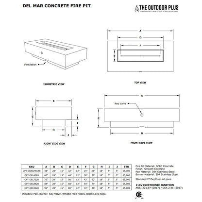 The Outdoor Plus TOP Fires Del Mar Linear Concrete Gas Fire Pit