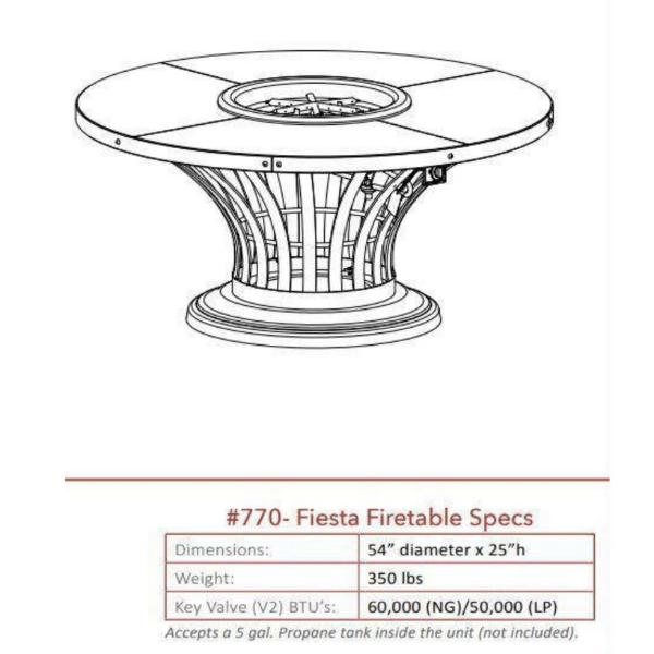 American Fyre Designs Fiesta Fire Table 770-BA-11-V2NC