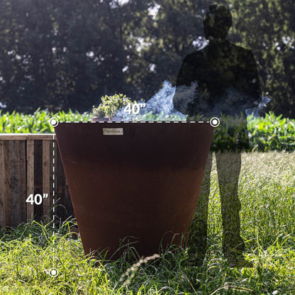 Arteflame Park Series — One-Piece CORTEN Grill 30″/40″ with Half Griddle & Grill